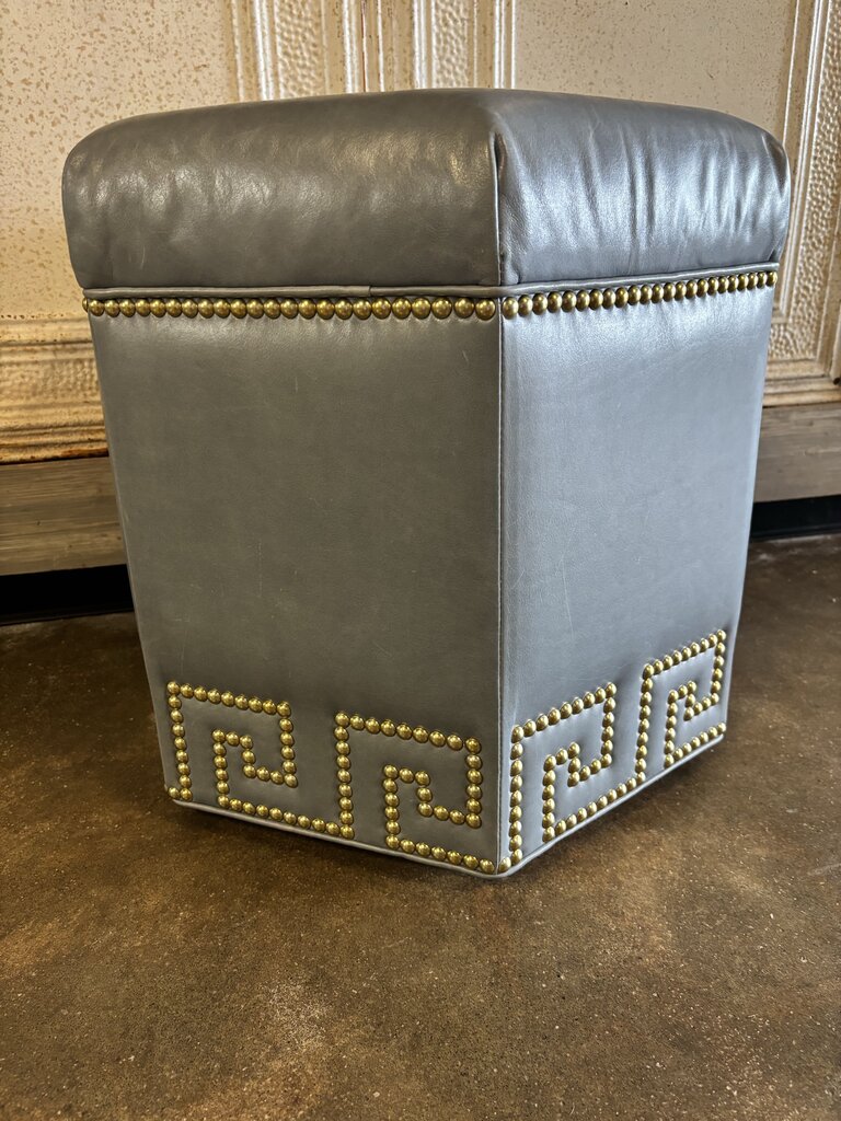Viviette Leather Hexagon Ottoman