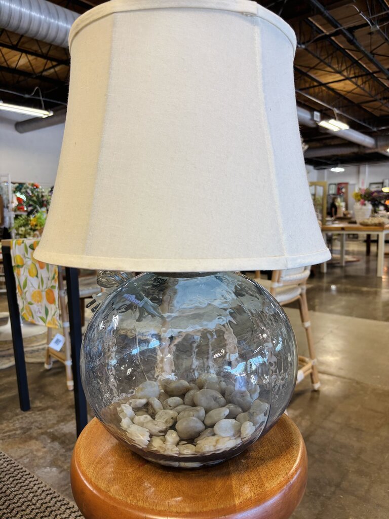 Recycled Glass Base Lamp with Rocks