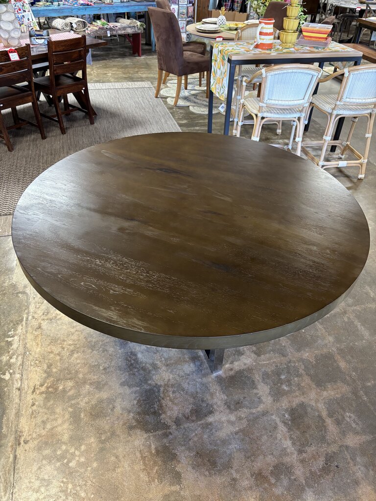 Wood/Metal Round 60"R Dining Table