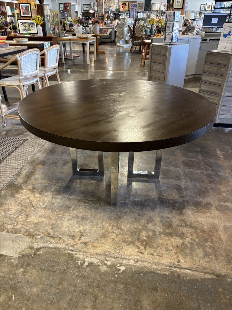 Wood/Metal Round 60"R Dining Table