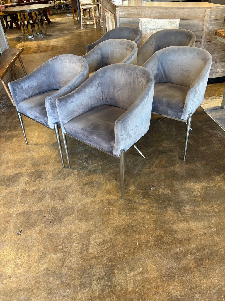 Set 2 Velvet Barrel Chairs