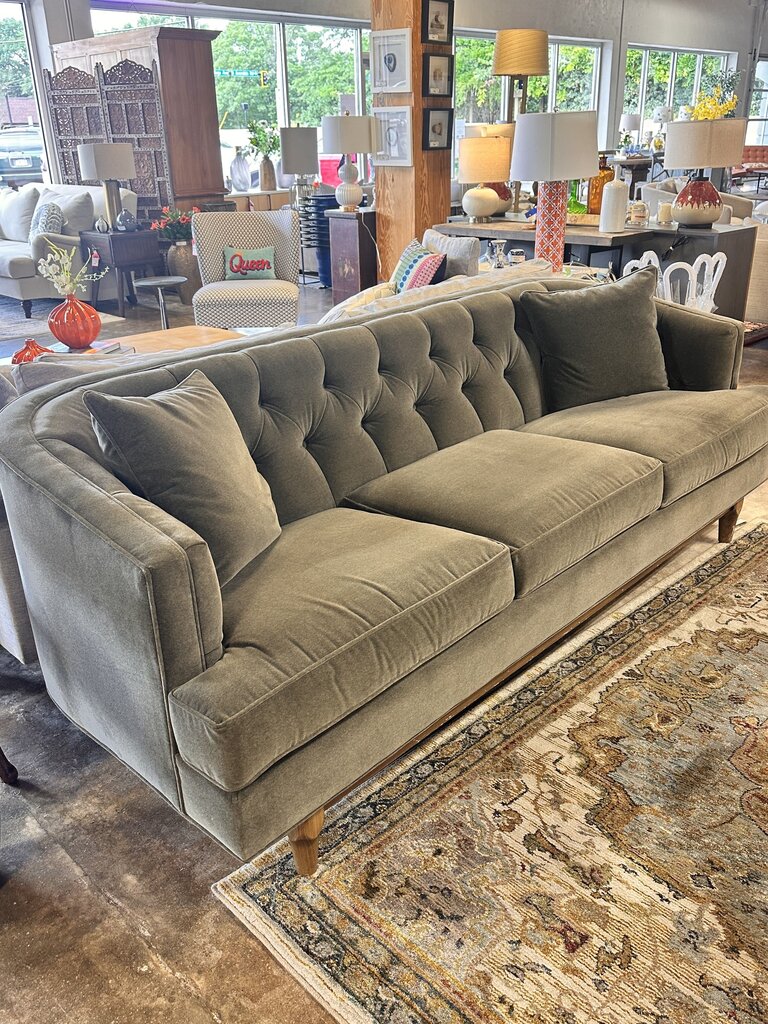 Grey Slight Tufted Back Sofa