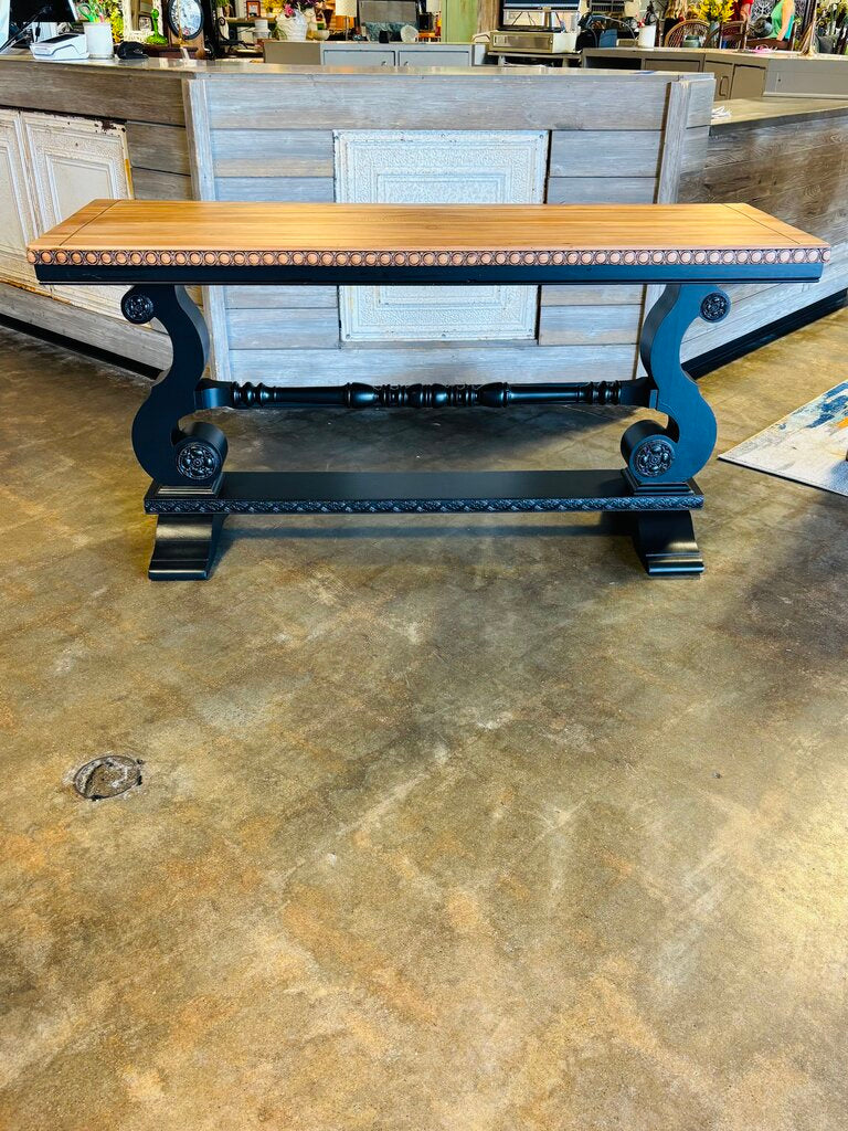 Console Natural Wood Top Painted Bottom