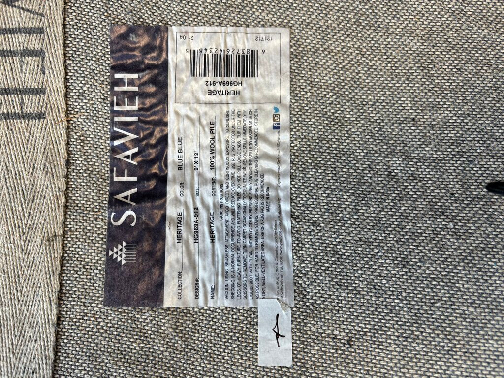 Heritage Blue 9 X 12 Wool Pile Rug
