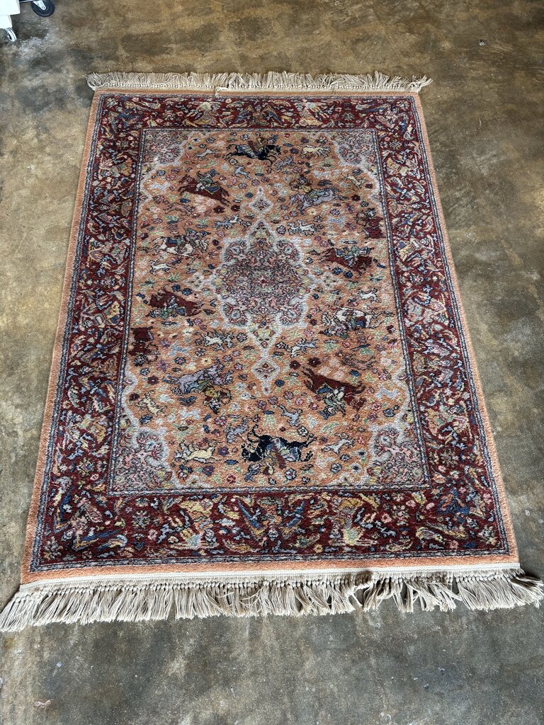 Wool Persian Hunting Pattern Rug 4.3 X 8