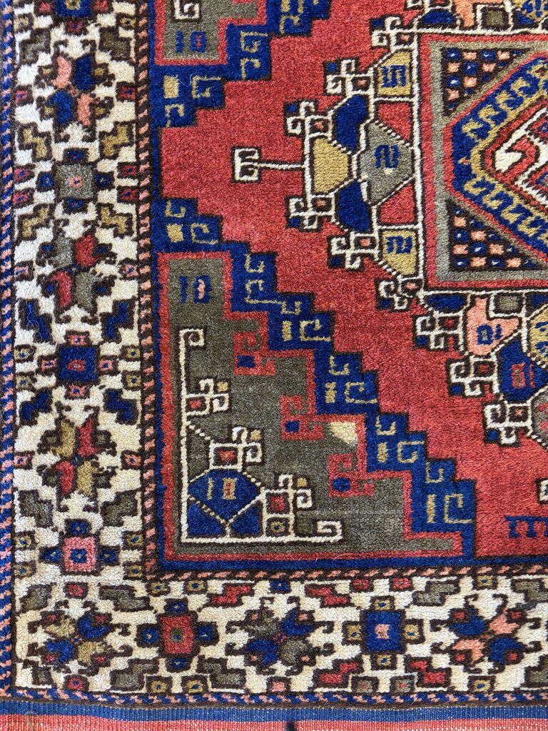 Hand Knotted Geometric Medallion Runner 13 X 3