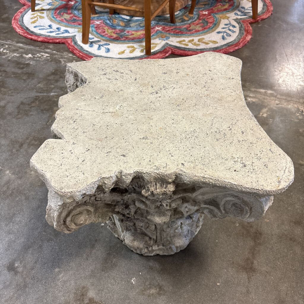 Deco Distressed Column Side Table 20 X 20 X 17