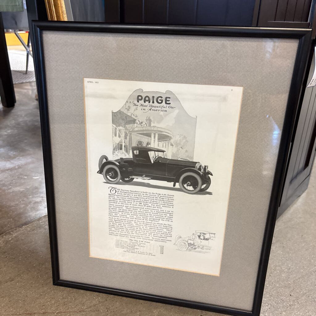 Paige Automobile Ad Poster 15 X 18