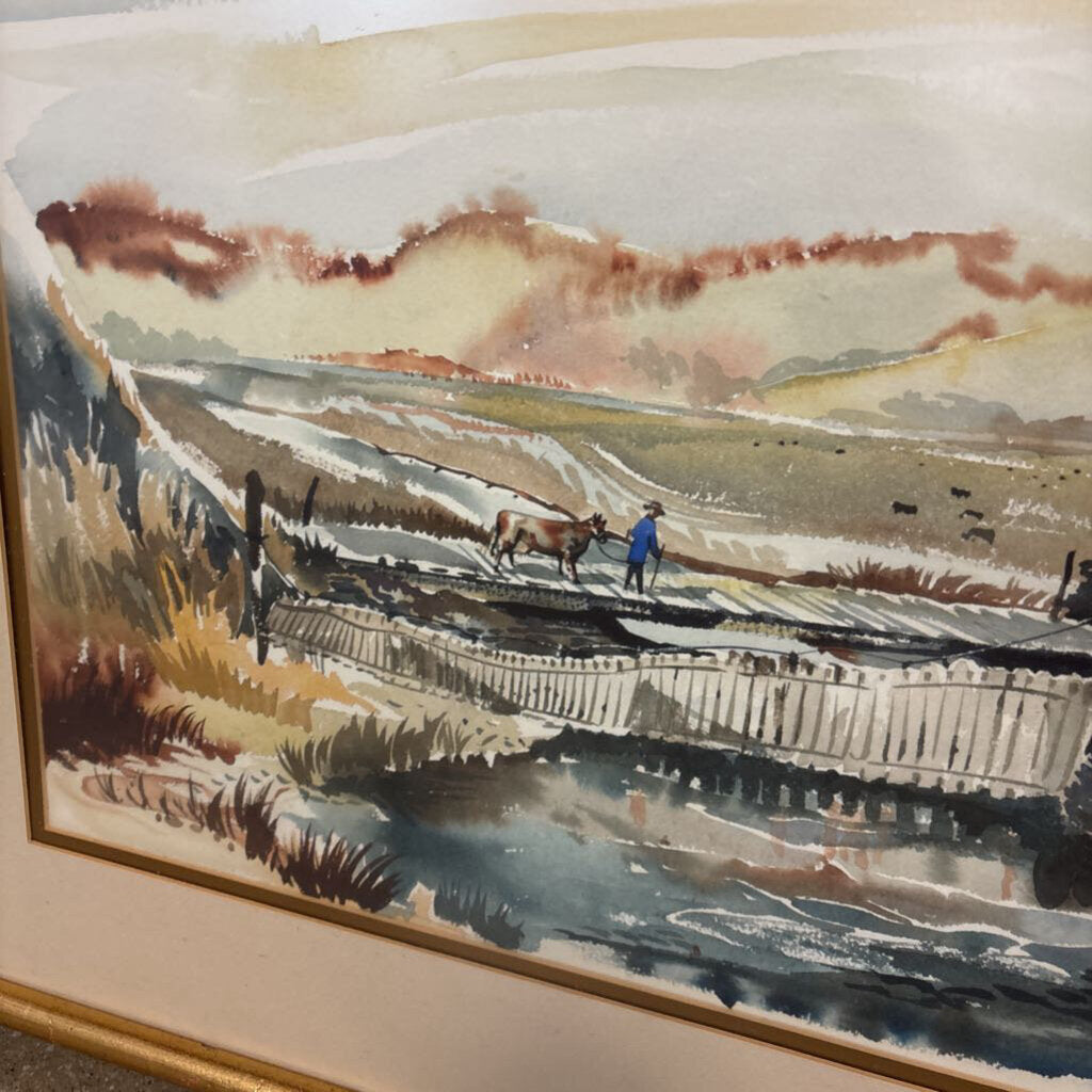 Rural Riverside Landscape Painting 27 X 21