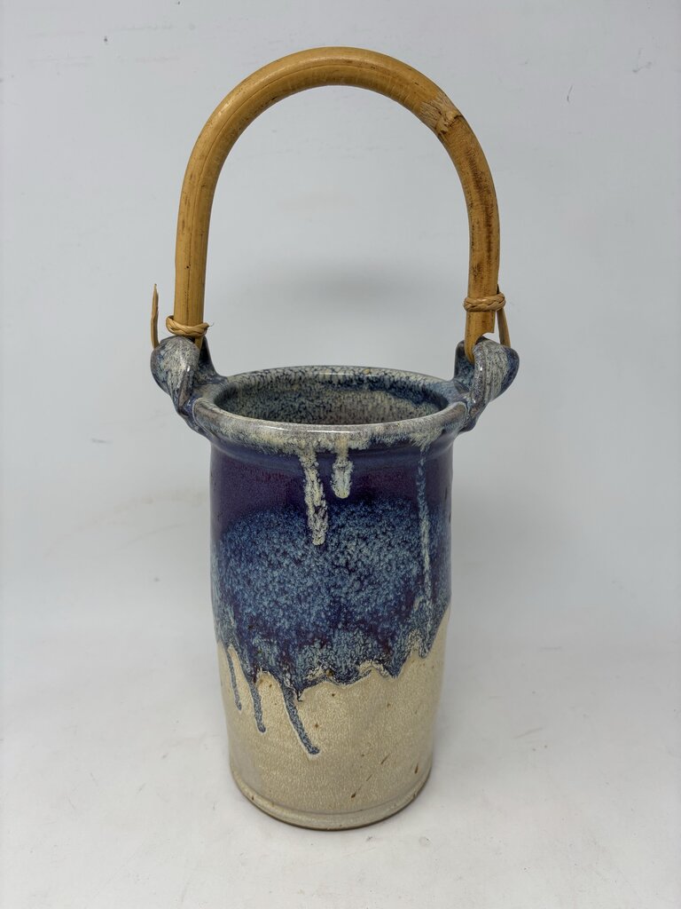 Signed Pottery Wine Bottle Carrier