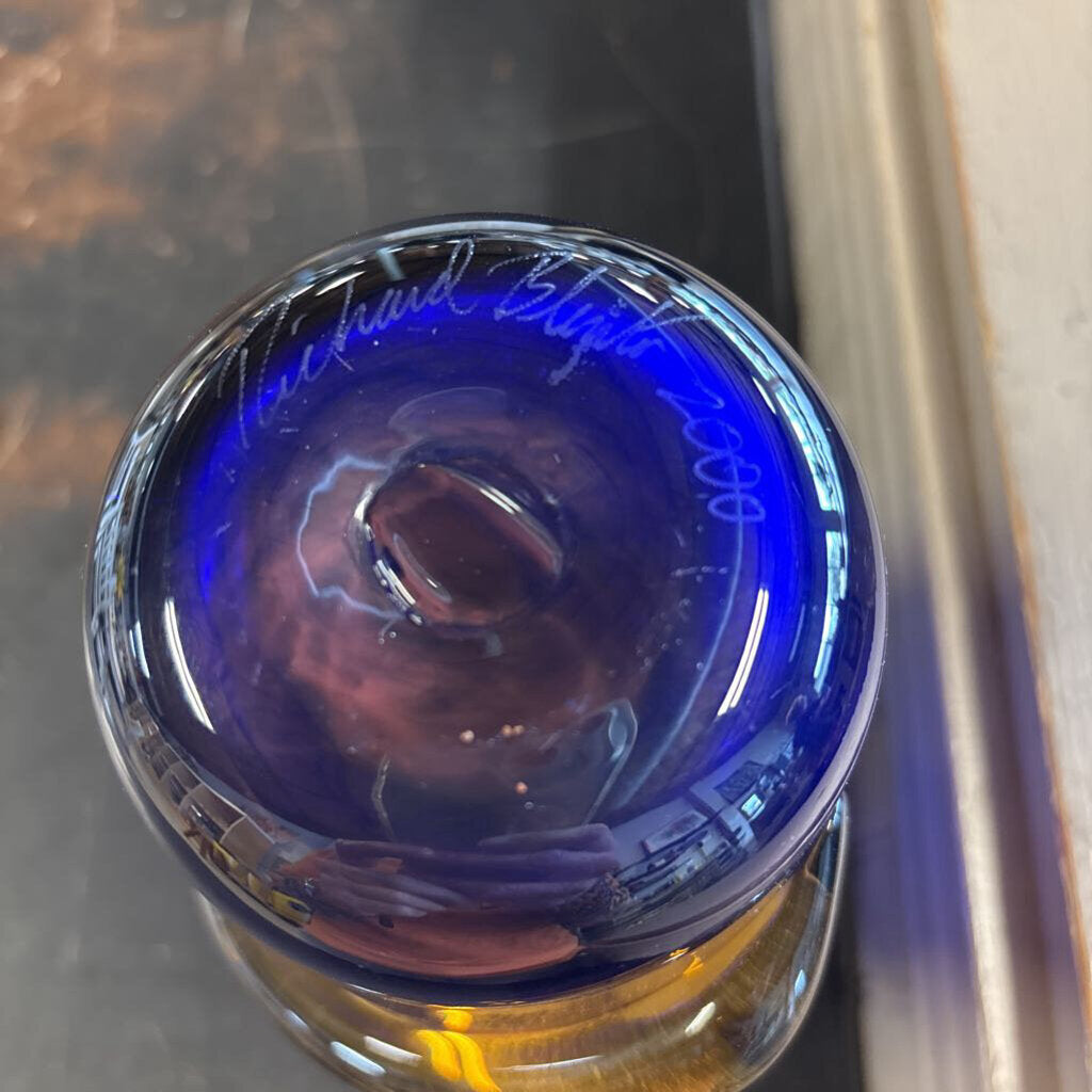 Glass Swirl Richard Blenko 2000 Signed Vase