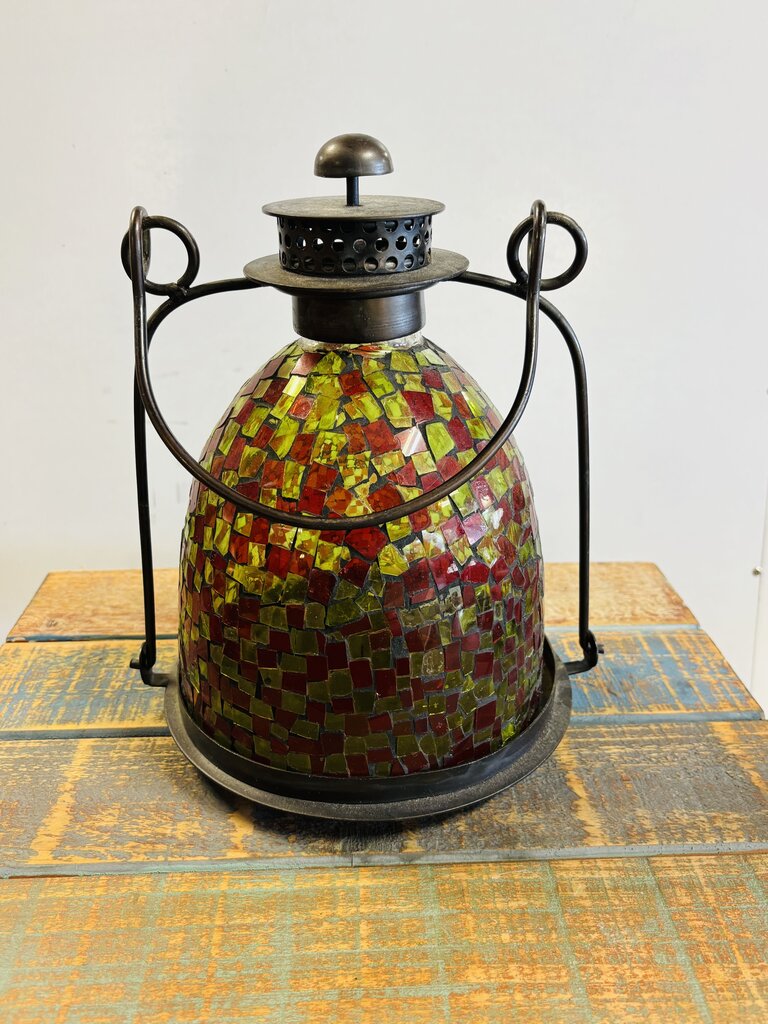 Caged Mosaic Glass Lantern