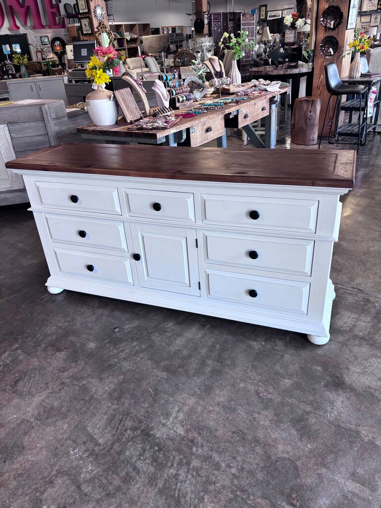 Painted 7 Drawer Dresser 70 X 19 x 34.25