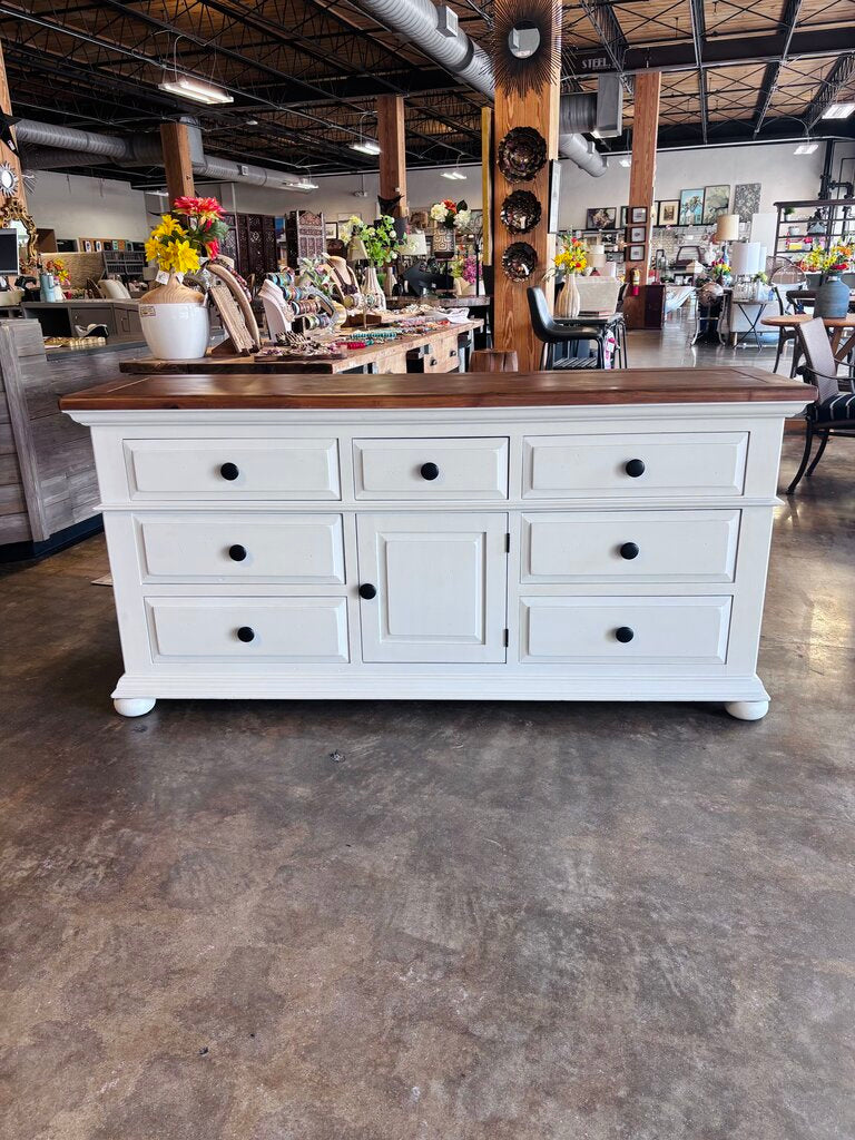 Painted 7 Drawer Dresser 70 X 19 x 34.25