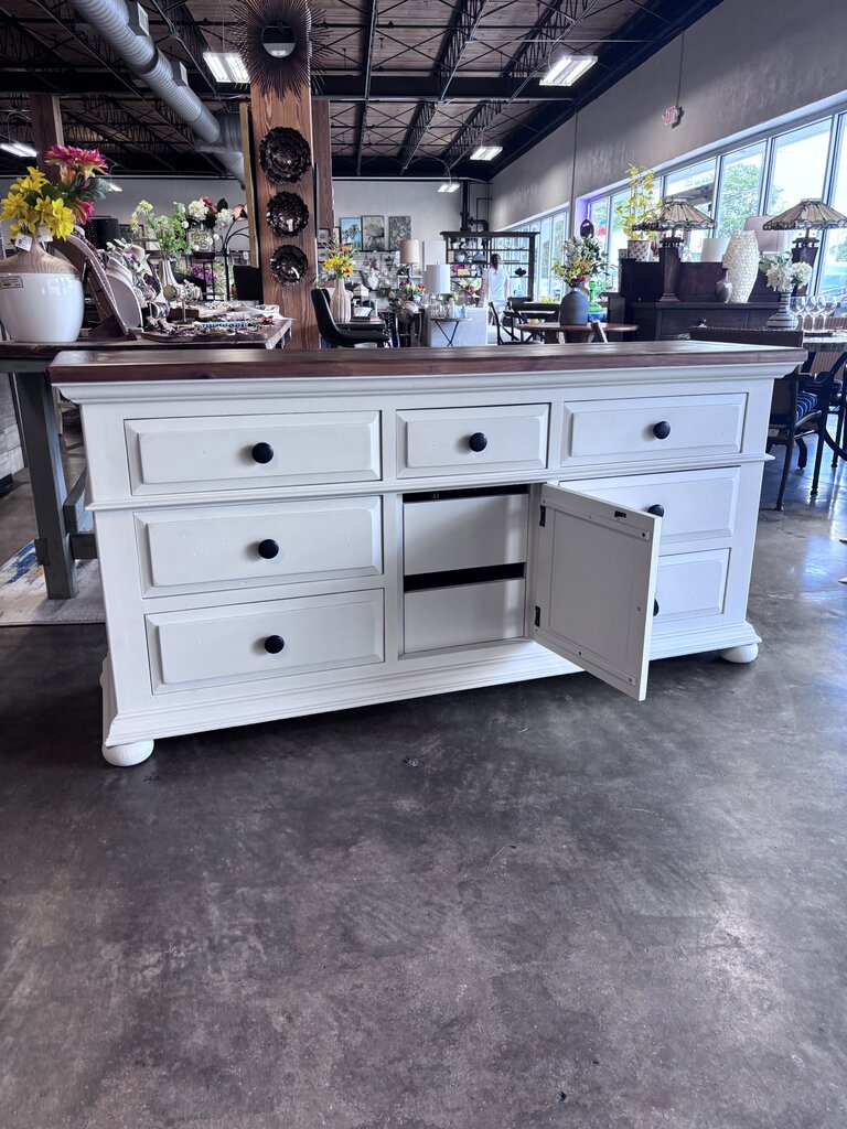 Painted 7 Drawer Dresser 70 X 19 x 34.25