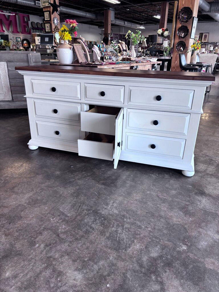 Painted 7 Drawer Dresser 70 X 19 x 34.25