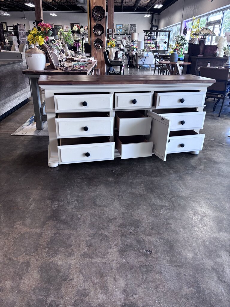 Painted 7 Drawer Dresser 70 X 19 x 34.25