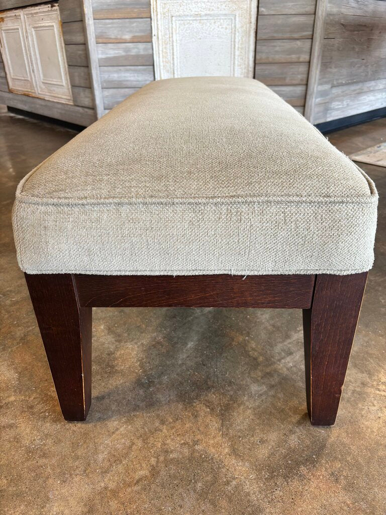 Upholstered Beige Wood Leg Bench