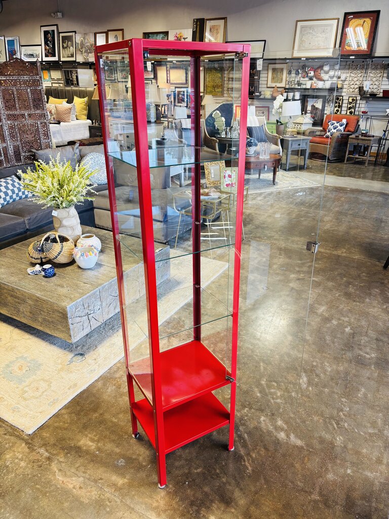 Glass/Metal Biby Cabinet w/Key 15.5 X 13 X 69