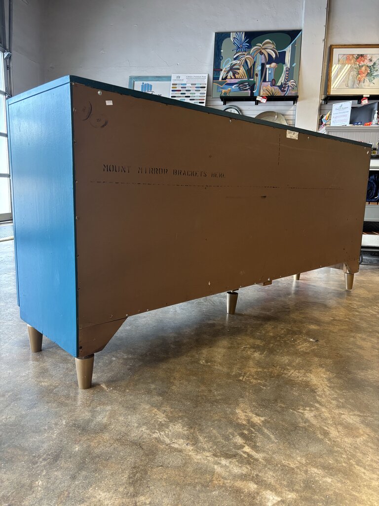 Painted 6 Drawer 2 Door Dresser 74 X 18 X 30