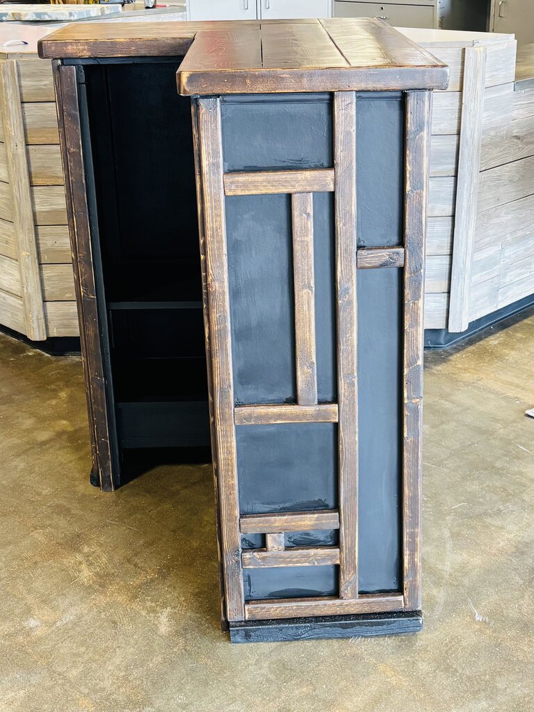 Wood Slat Corner Bar 38.25 X 30.25 X 42.5