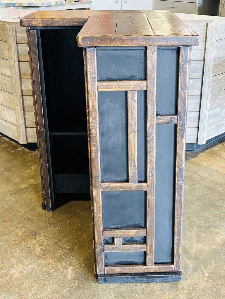 Wood Slat Corner Bar 38.25 X 30.25 X 42.5