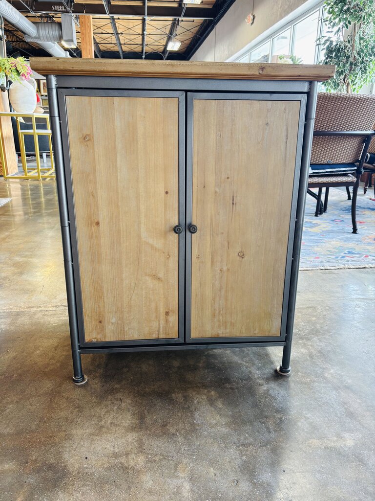 Wood/Metal 2 Drawer Cabinet 26 X 15.5 X 32