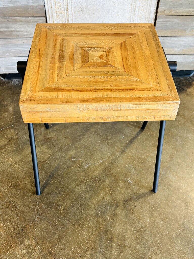 Wood & Metal Square Accent Table