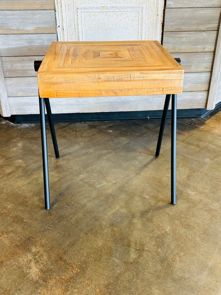 Wood & Metal Square Accent Table