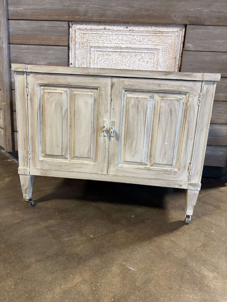Painted Rolling Record/LP Cabinet 28 X 20 X 21.75