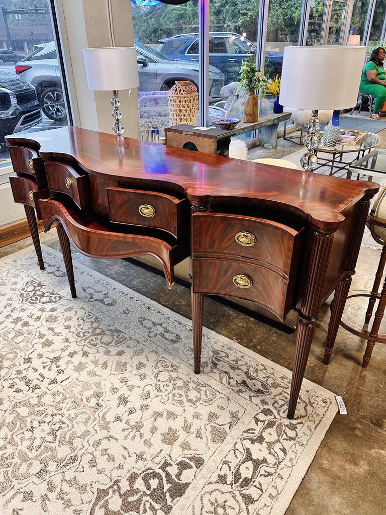 Maitland-Smith Mahogany 7 Drawer Serpentine Front Sideboard