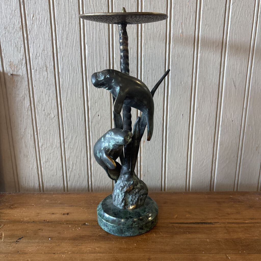 Manatees Candle Holder Marble Base
