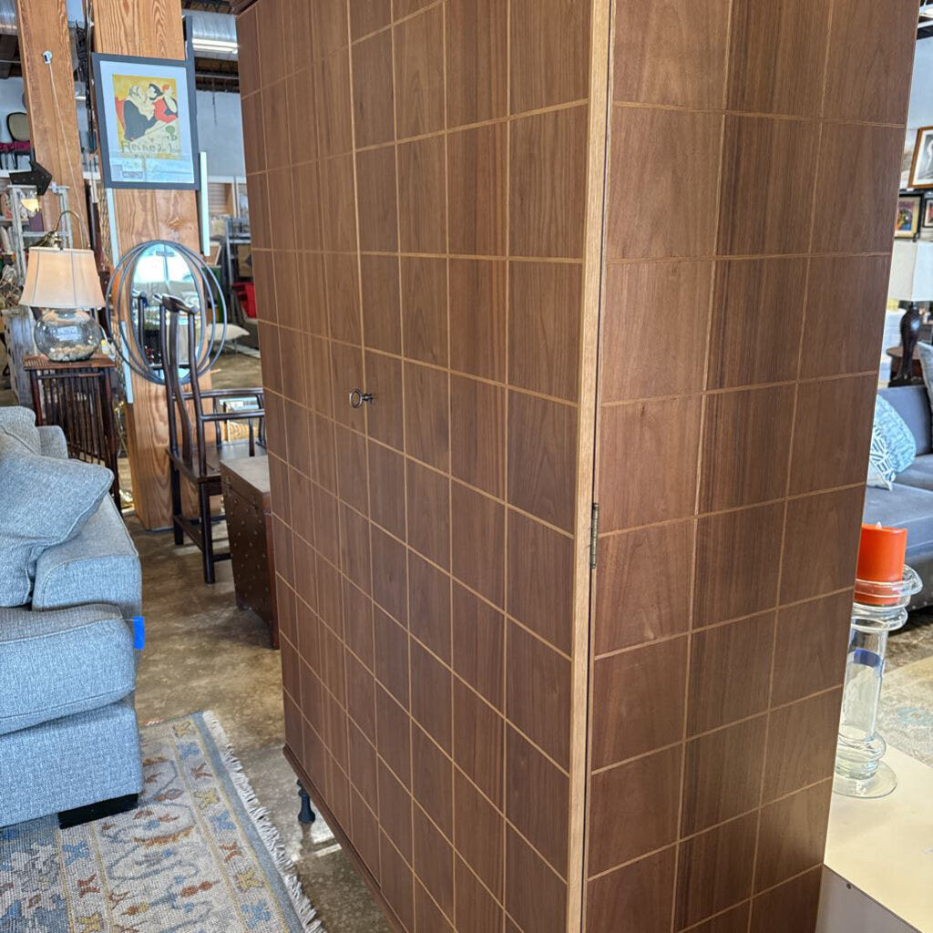 Crate & Barrel Foliate Walnut Wood Storage Cabinet 49.25 X 19.5 X 76.5