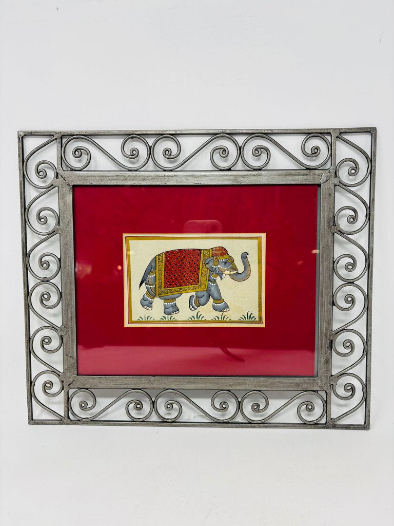Metal Framed Elephant Art 13.5 X 11.5