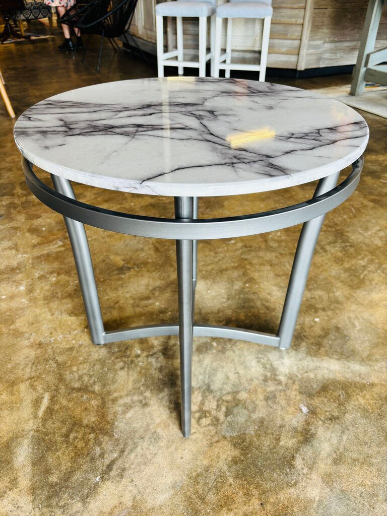 Faux Marble Round Accent Table 24"R 24.5"H