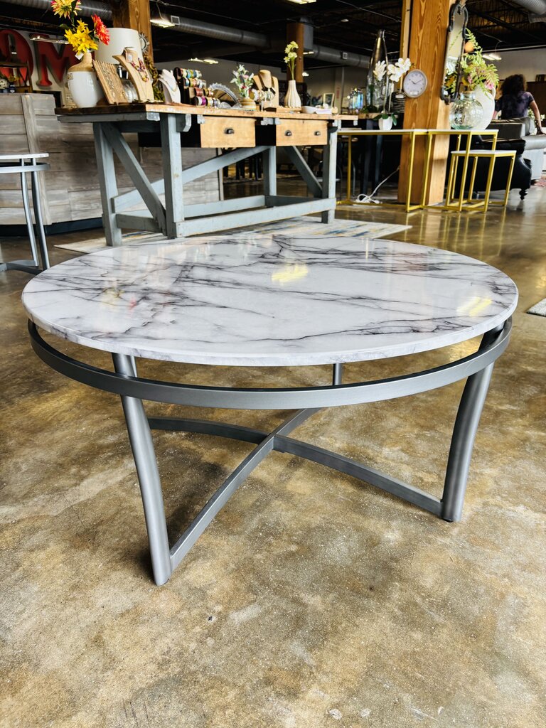 Faux Marble Round Coffee Table 36"R 18"H