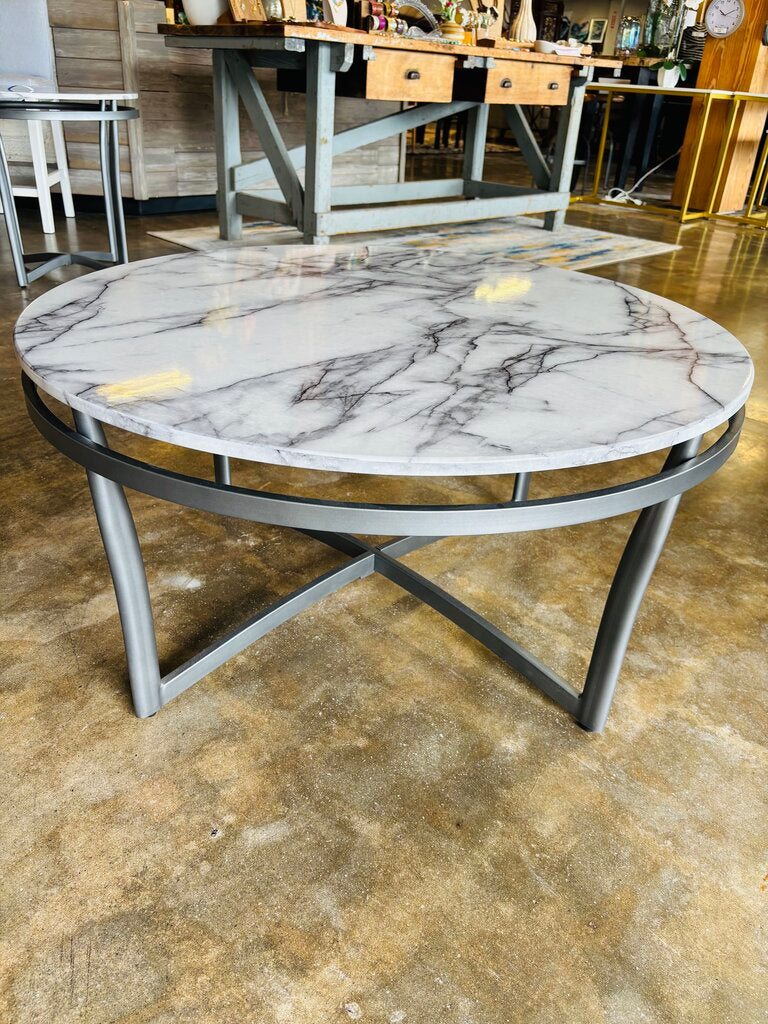 Faux Marble Round Coffee Table 36"R 18"H