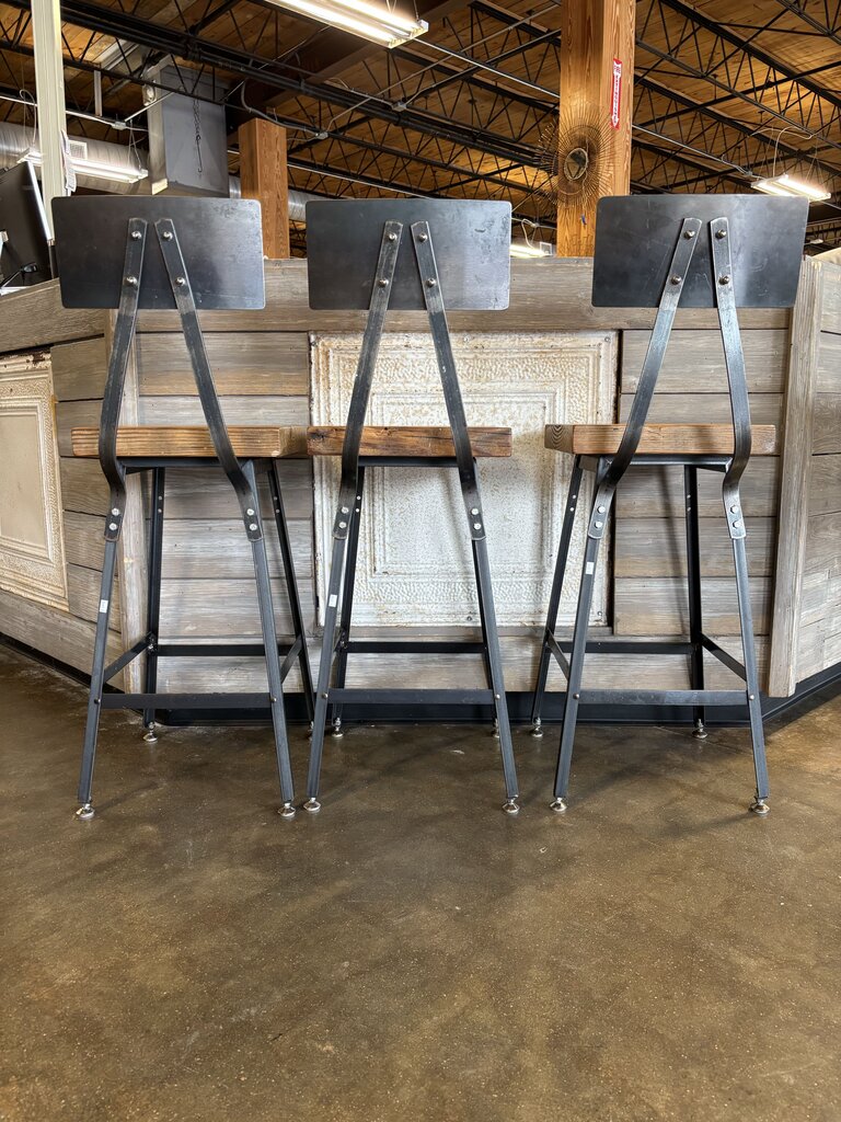 Wood/Metal Counter Height Barstools Set 3