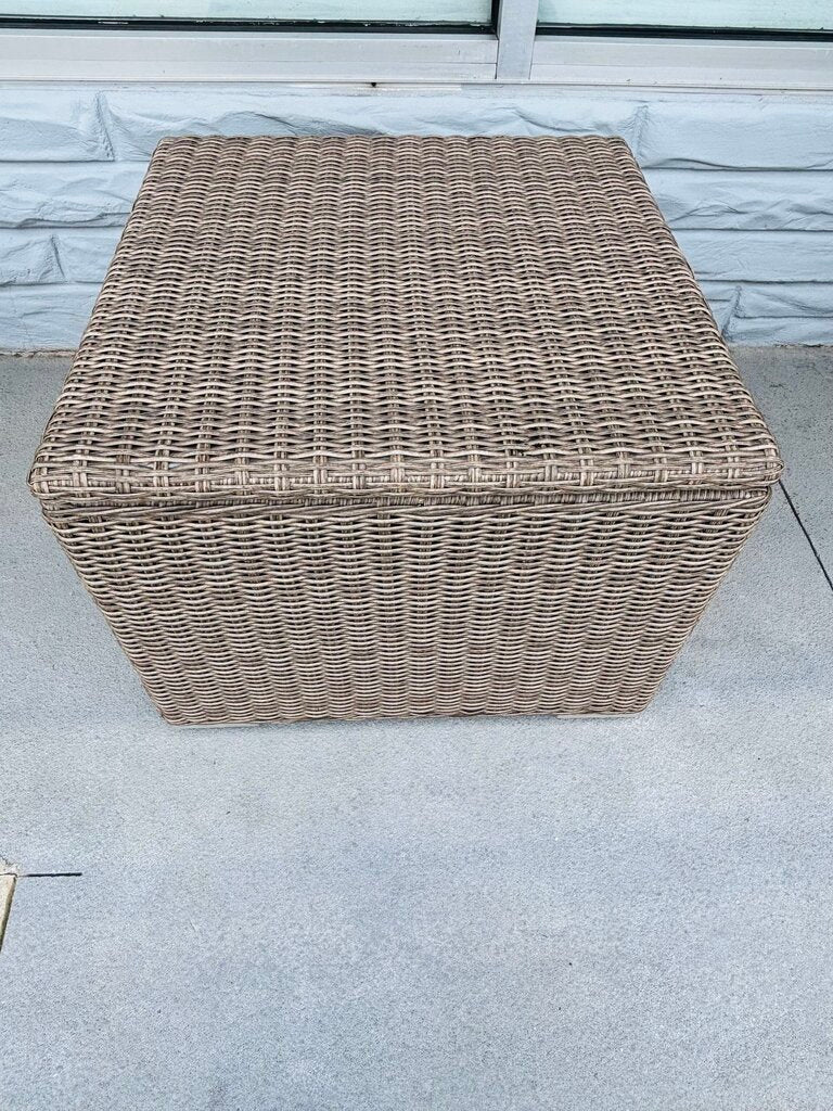 SET 3 Faux Wicker Loveseat, Chair, & Side Table w/Cushions
