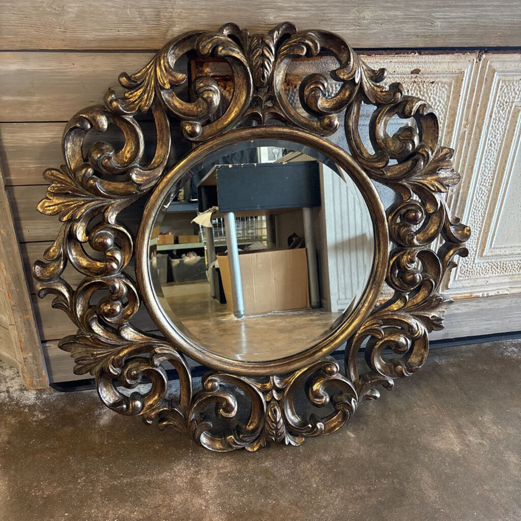 Gold Gilt Floral Resin Mirror 34 X 36