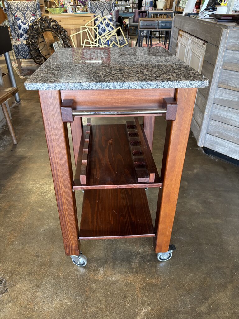 Granite Top Rolling Kitchen Island