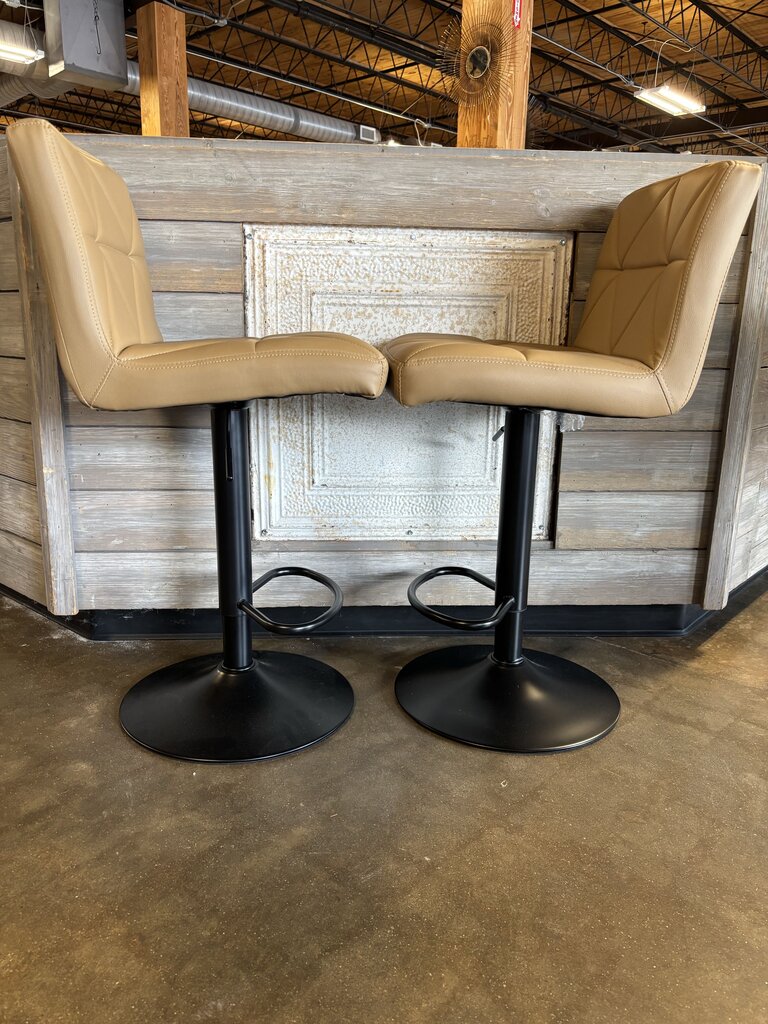 Faux Leather Adjustable Bar Stools Pair