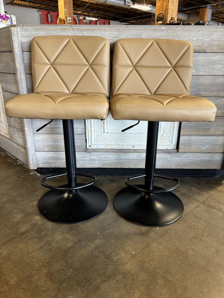 Faux Leather Adjustable Bar Stools Pair
