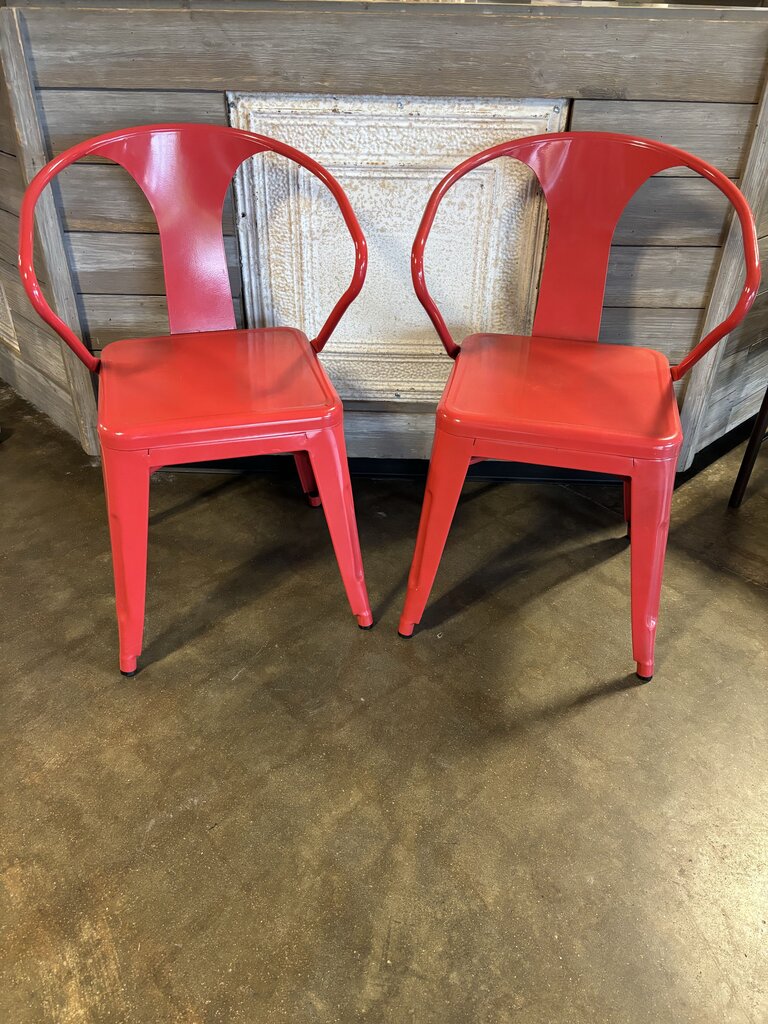 Metal Arm Chairs Pair