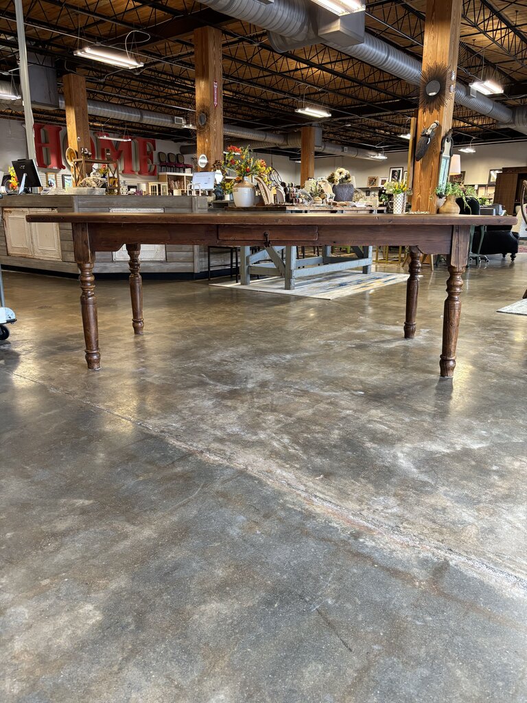 Wood Farmhouse Table with Drawer