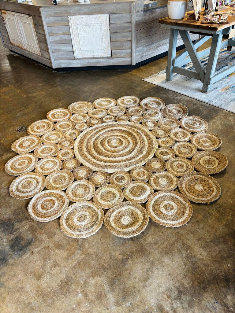 Circular Natural Jute Area Rug 86"R