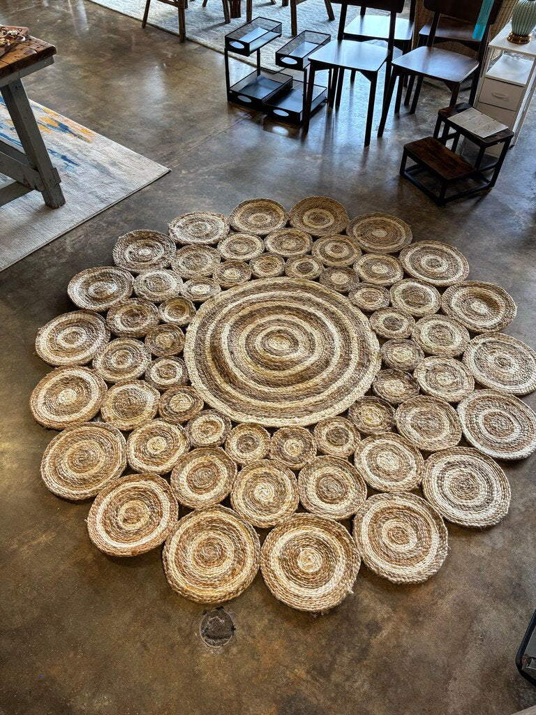 Circular Natural Jute Area Rug 86"R