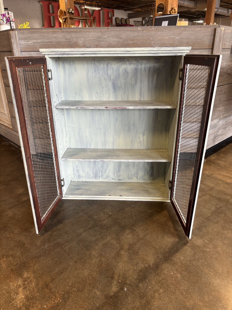 Storage Cabinet with Chicken Wire Doors 27.75 X 8 X 33