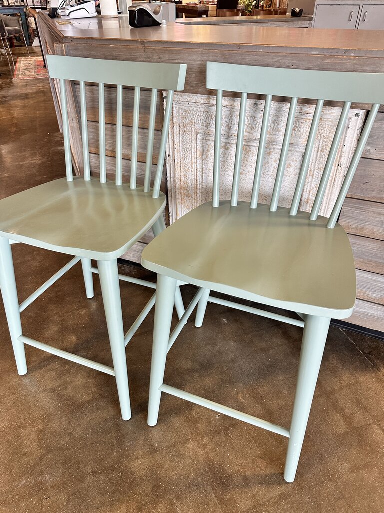 Set 2 Blue Winsor Counter Stools