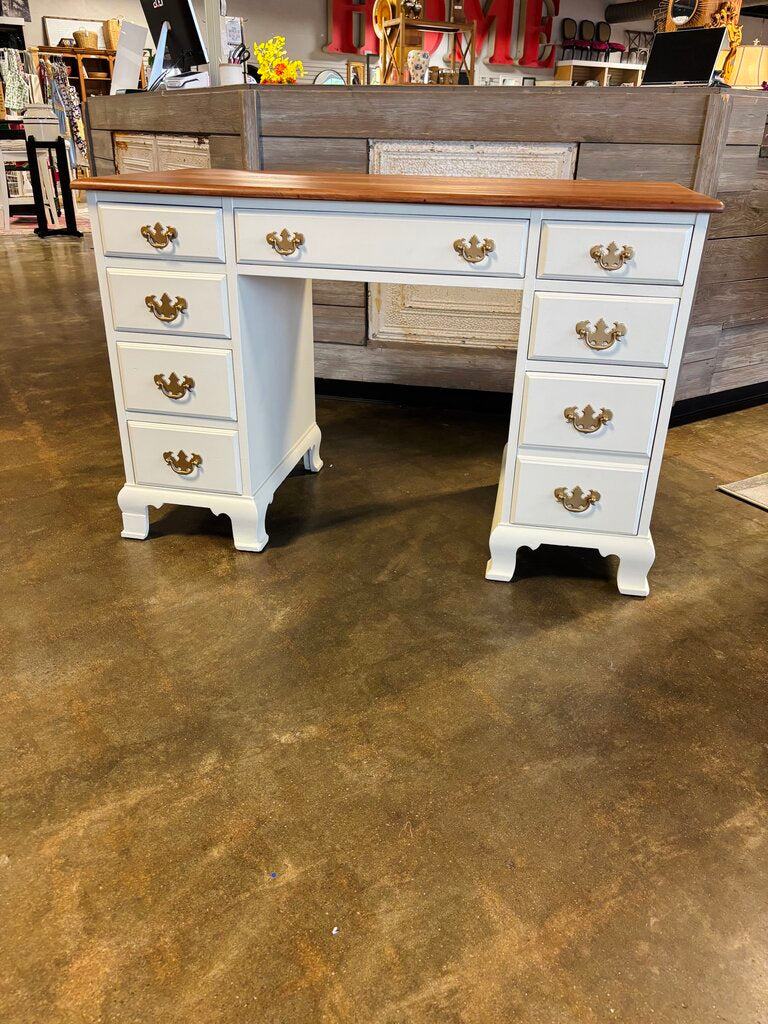 Painted 8 Drawer Kneehole Desk 46 X 22.5 X 30